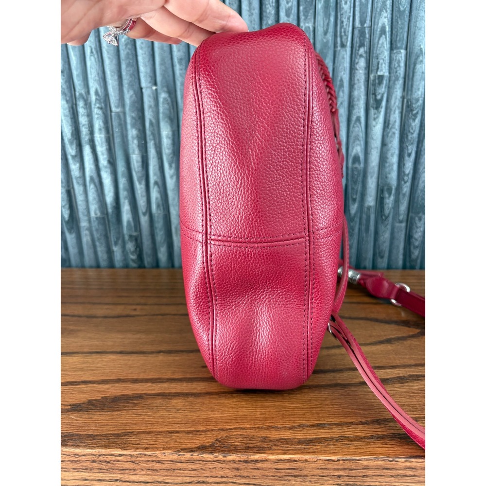 Brighton Barbados Red Pebbled Leather Crossbody Bag Heart Charm H733004 - Picture 5 of 8